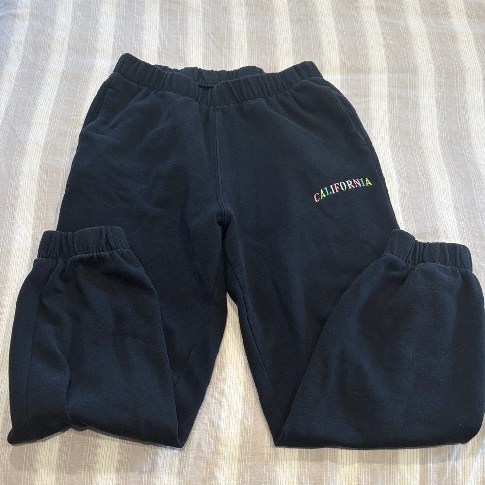 Hollister Black Sweatpants with Multicolor 'California' Logo